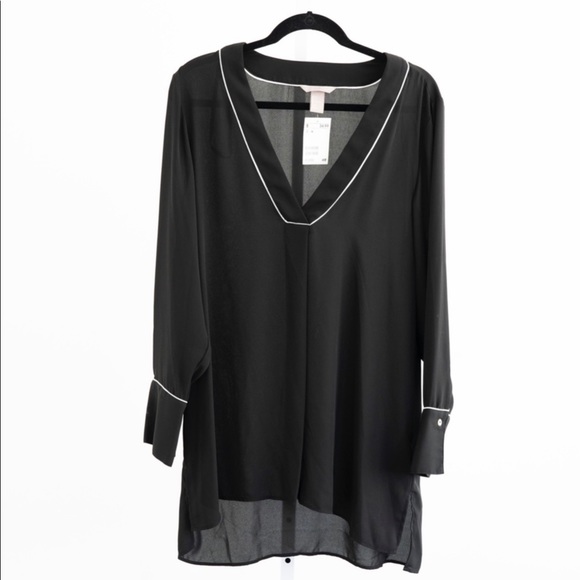 H&M tunic v-neck blouse. NWT. Sz 16. Black. - Picture 1 of 4